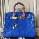 Hermes Birkin 30cm 35cm Bag In Blue Electric Crocodile Leather HJ01350