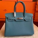 Hermes Blue Jean Epsom Birkin 30cm Handmade Bag HJ00981