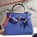 Hermes Blue Kelly 28cm Bag With Zigzag Handle HJ01261
