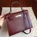Hermes Bordeaux Box Kelly Retourne 28cm Handmade Bag HJ00427