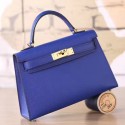 Hermes Electric Blue Epsom Kelly Mini II 20cm Handmade Bag HJ00865