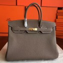 Hermes Etoupe Clemence Birkin 40cm Handmade Bag HJ00591