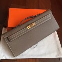 Hermes Etoupe Epsom Kelly Cut Clutch Handmade Bag HJ01056