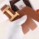 Hermes H Belt Buckle & Brown Clemence 32 MM Strap Replica HJ01232