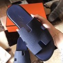 Hermes Izmir Sandals In Navy Blue Clemence Leather Replica HJ00413