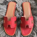 Hermes Oran Perforated Sandals In Red Epsom Leather HJ00438