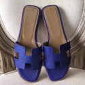 Hermes Oran Sandals In Blue Epsom Leather HJ00010