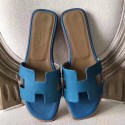 Hermes Oran Sandals In Turquoise Epsom Leather HJ00531