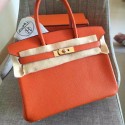 Hermes Orange Clemence Birkin 35cm Handmade Bag Replica HJ00890