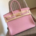 Hermes Pink Clemence Birkin 35cm Handmade Bag HJ00786