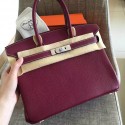 Hermes Ruby Clemence Birkin 30cm Handmade Bag HJ00263