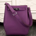 Hermes So Kelly 22cm Bag In Purple Leather HJ00594