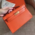 High Quality Imitation Hermes Orange Epsom Kelly Pochette Handmade Bag HJ01039