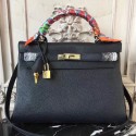 High Quality Replica Best Quality Hermes Black Clemence Kelly 32cm Retourne Bag HJ00027