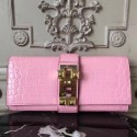 Hot High End Hermes Medor Clutch Bag In Pink Crocodile Leather HJ00858
