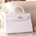 Hot Imitation Hermes White Epsom Kelly Mini II 20cm Handmade Bag HJ01117