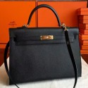Imitation 1:1 Hermes Black Epsom Kelly 35cm Handmade Bag Replica HJ01037