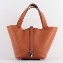 Imitation 1:1 Replica Hermes Picotin Lock Bag In Orange Leather HJ00567