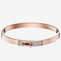 Imitation AAA Hermes Rose Gold Small Kelly Bracelet With Diamonds HJ00696