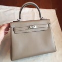 Imitation Cheap Wholesale Hermes Grey Swift Kelly 25cm Retourne Handmade Bag HJ00856