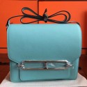 Imitation Hermes Mini Sac Roulis Bag In Blue Atoll Swift Leather Replica HJ01048