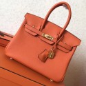 Imitation Hermes Orange Clemence Birkin 25cm Handmade Bag HJ00415