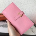 Imitation Hermes Pink Epsom Bearn Gusset Wallet HJ00692