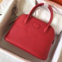 Imitation Top Imitation Hermes Red Clemence Bolide 27cm Handmade Bag HJ01009