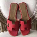 Knockoff Cheap Hermes Oran Sandals In Red Epsom Leather HJ00308