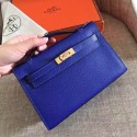 Knockoff High Quality Hermes Electric Blue Epsom Kelly Pochette Handmade Bag Replica HJ01113