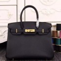Luxury Faux Hermes Birkin 30cm 35cm Bag In Black Epsom Leather HJ00770