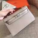 Luxury Imitation Hermes Grey Swift Kelly Pochette Handmade Bag HJ00241