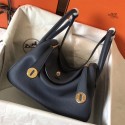 Luxury Replica Hermes Dark Blue Lindy 26cm Clemence Handmade Bag HJ00662