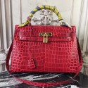Perfect Hermes Kelly 32cm Bag In Dark Red Crocodile Leather HJ00690