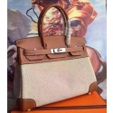 Replica Hermes Canvas Birkin 30cm 35cm Bag With Brown Leather Replica HJ00745