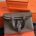 Replica Hermes Halzan Bag In Etoupe Clemence Leather HJ00909