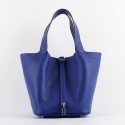 Replica Hot Faux Hermes Picotin Lock Bag In Electric Blue Leather HJ00597