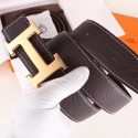 Replica Knockoff Hermes H Belt Buckle & Chocolate Clemence 32 MM Strap HJ00900