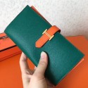 Replica Replica Hermes Bi-Color Epsom Bearn Wallet Malachite/Orange HJ01202