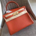 Replica Replica High Quality Hermes Orange Clemence Kelly Retourne 28cm Handmade Bag HJ00814
