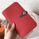 Top Quality Hermes Bicolor Dogon Duo Wallet In Red/Jean Leather HJ01034