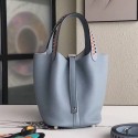 Top Quality Hermes Blue Lin Picotin Lock 18cm Bag With Braided Handles HJ00878