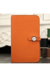 AAA 1:1 Hermes Dogon Combine Wallet In Orange Leather HJ00293