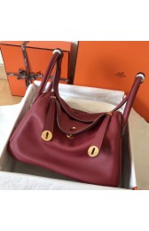 AAA Hermes Bicolor Lindy 30cm Swift Bordeaux Handmade Bag HJ00016