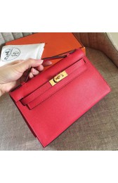AAA Imitation Replica Luxury Hermes Red Epsom Kelly Pochette Handmade Bag HJ01237