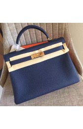 Copy Best Quality Hermes Sapphire Clemence Kelly Retourne 32cm Handmade Bag HJ01165