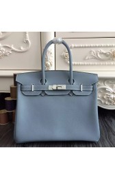 Copy Hot Hermes Birkin 30cm 35cm Bag In Blue Lin Clemence Leather Replica HJ00119