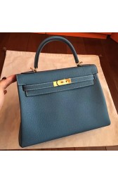Copy Hot Imitation Hermes Blue Jean Clemence Kelly Retourne 32cm Handmade Bag HJ00187