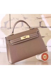 Copy Luxury Knockoff Hermes Etoupe Epsom Kelly Mini II 20cm Handmade Bag HJ00311