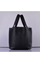 Copy Replica Hermes Picotin Lock Bag In Black Leather HJ01154
